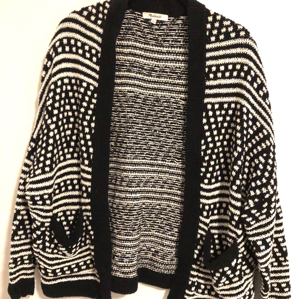 Madewell black and white cardigan